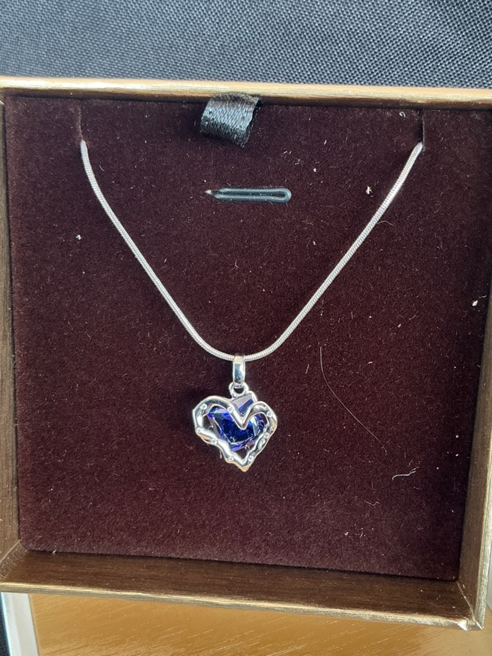 S925 Silver Heart Pendant Necklace with December Birth Stone